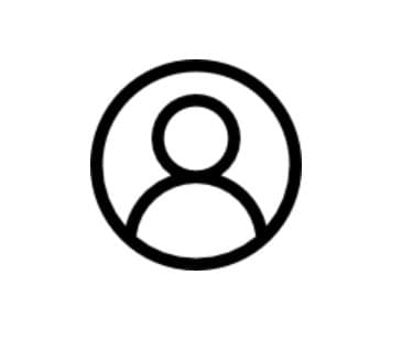 Minimalist black line drawing of a person's head and shoulders centered within a thin circle.